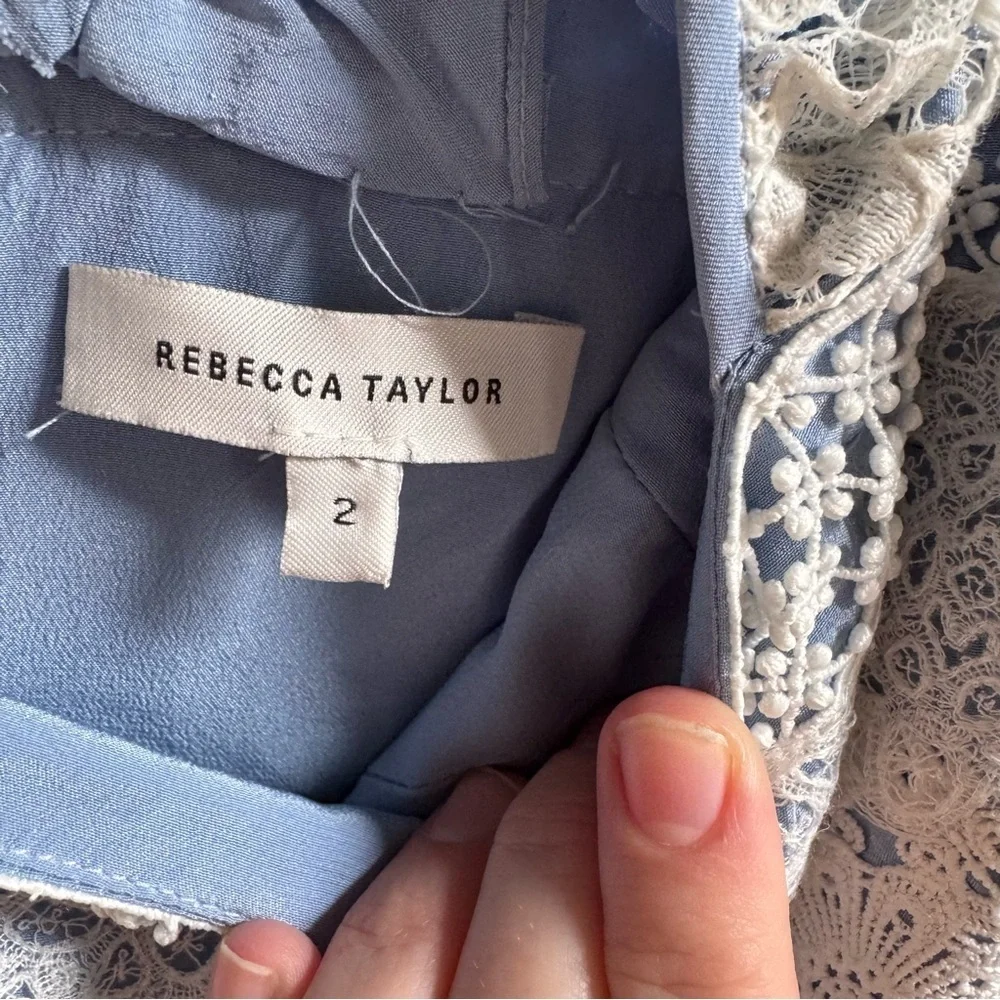 Rebecca Taylor Blue White Lace Maxi dress Lace up Back Size 2 - Picture 3 of 3